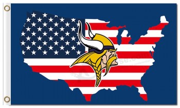 NFL Minnesota Vikings 3'x5' polyester flags US map with your logo