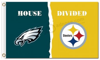Nfl philadelphia eagles 3'x5 'casa de banderas de poliéster dividida con Steelers
