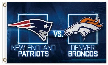 NFL New England Patriots 3'x5' polyester flags house divided with broncos and your logo