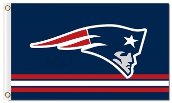 NFL 뉴 잉글랜드 애국자들은 스트라이프 위에 3'x5 '폴리 에스테르 플래그 로고를 사용합니다