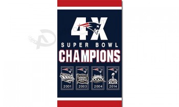 Nfl campeonatos de banderas de poliéster New England patriots 3'x5 '