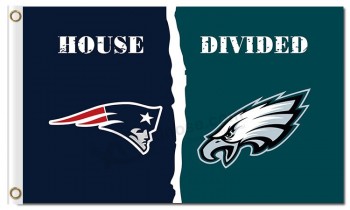 Nfl New England patriotten 3'x5 'polyester vlaggen huis verdeeld met adelaars