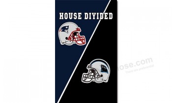 NFL New England Patriots 3'x5' polyester flags house divided with panthers