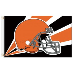 Aangepaste hoge kwaliteit nfl cleveland browns 3'x5 'polyester vlaggen helm radioactieve stralen