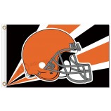 Alta qualidade personalizado nfl cleveland browns 3'x5 'poliéster bandeiras capacete raios radioativos