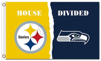Nfl Pittsburgh Steelers drapeaux en polyester de 3 'x 5' contre les Seahawks