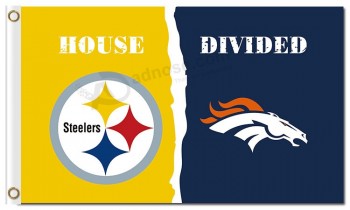 Nfl Pittsburgh steelers drapeaux en polyester 3'x5 'vs denver broncos