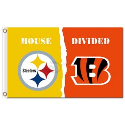 NFL Pittsburgh Steelers 3'x5' polyester flags house divided with bengals and your logo