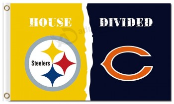 Nfl Pittsburgh steelers Maison de drapeaux en polyester 3'x5 'divisée avec des ours