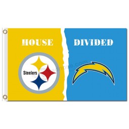 NFL Pittsburgh Steelers 3'x5' polyester flags house divided with chargers and your logo