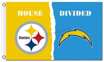 NFL Pittsburgh Steelers 3'x5' polyester flags house divided with chargers and your logo