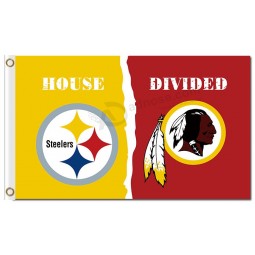 NFL Pittsburgh Steelers 3'x5' polyester flags house divided with redskins and your logo
