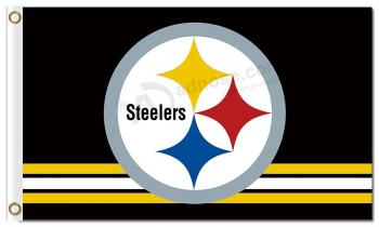 NFL Pittsburgh Steelers 3'x5' polyester flags logo over stripes with your logo