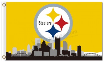 Nfl Pittsburgh steelers 3'x5 'drapeaux en polyester logo skyline