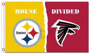 NFL Pittsburgh Steelers 3'x5' polyester flags house divided with falcons and your logo