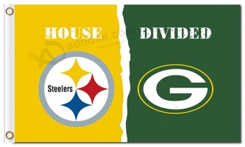 NFL Pittsburgh Steelers 3'x5' polyester flags house divided with Packers and your logo