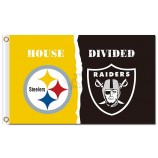 NFL Pittsburgh Steelers 3'x5' polyester flags house divided with raiders and your logo
