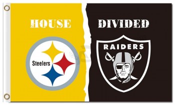 Nfl Pittsburgh steelers Maison de drapeaux en polyester 3'x5 'divisé en raiders