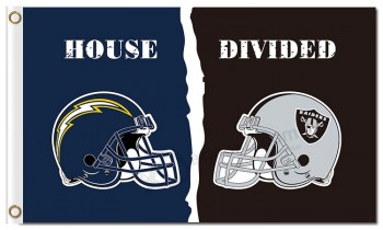 Nfl san diego laders 3'x5 'polyester vlaggen huis verdeeld met raiders