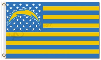Nfl san diego充电器3'x5'涤纶旗星星和蓝黄色条纹
