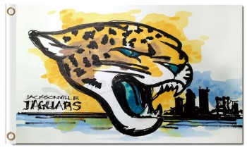 Nfl jacksonville jaguars 3'x5 '폴리 에스테르 플래그 수채화