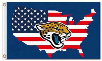 Nfl jacksonville jaguars 3'x5 'drapeaux en polyester logo us map