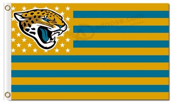 Nfl jacksonville jaguars 3'x5 '폴리 에스테르 플래그 로고 별 줄무늬