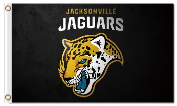 Nfl jacksonville jaguars 3'x5 '폴리 에스테르 플래그 로고가 반대쪽에 있습니다