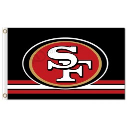 NFL San Francisco 49ers 3'x5' polyester flags logo over stripes with your logo