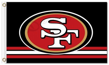 NFL San Francisco 49ers 3'x5' polyester flags logo over stripes with your logo