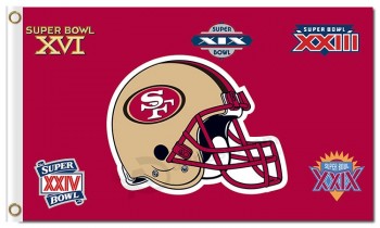 Nfl san francisco 49ers 3'x5'聚酯旗帜头盔冠军