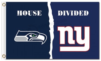 Nfl seattle seahawks 3 'x 5' drapeaux en polyester maison divisée avec les géants de new york