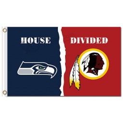 NFL Seattle Seahawks 3'x5' polyester flags house divided with redskins and your logo
