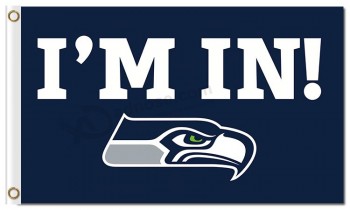 NFL Seattle Seahawks 3'x5' polyester flags I'm In with your logo
