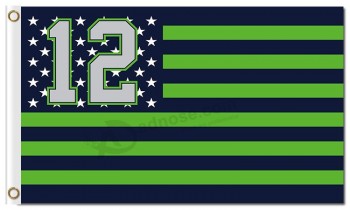 Nfl seattle seahawks drapeaux en polyester 3'x5 'rayures 12 étoiles