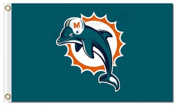 Nfl miami dolfijnen 3'x5 'polyester vlaggen logo er tegenover