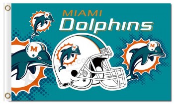Nfl miami delfini 3'x5 'poliestere bandiere logo casco