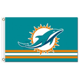 NFL Miami Dolphins 3'x5' polyester flags logo with 3 stripes and your logo