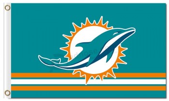 NFL Miami Dolphins 3'x5' polyester flags logo with 3 stripes and your logo