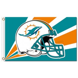 NFL Miami Dolphins 3'x5' polyester flags helmet radioactive rays with your logo