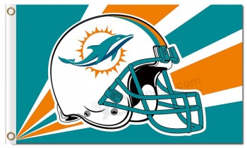 NFL Miami Dolphins 3'x5' polyester flags helmet radioactive rays with your logo