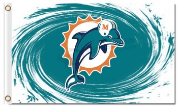 Nfl miami golfinhos 3'x5 'poliéster bandeiras logotipo vortex