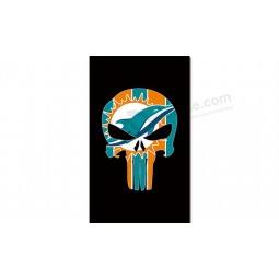 Nfl miami dolphins 3'x5 'polyester fahnenschädel