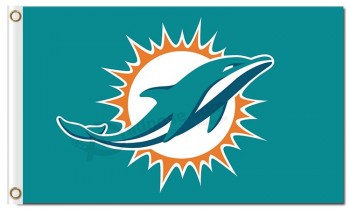Groothandel aangepaste goedkope nfl miami dolfijnen 3'x5 'polyester vlaggen logo
