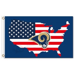 Kundenspezifische billige nfl los angeles rammt 3'x5 'polyester kennzeichnet uns karte für verkauf