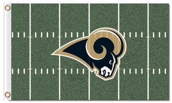 Custom cheap NFL Los Angeles Rams 3'x5' polyester flags green background for sale with your logo