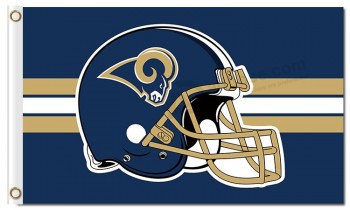 定制便宜的nfl los angeles rams 3'x5'涤纶旗帜头盔