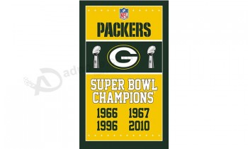 Tamanho personalizado para Empacotadores nfl green bay campeões de bandeiras de poliéster 3'x5 '