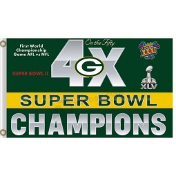 Custom size for NFL Green Bay Packers 3'x5' polyester flags 4X champions with high quality