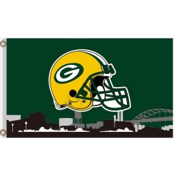 Benutzerdefinierte größe für nfl grün bay Verpacker 3 'x 5' polyester marken helm city skyline